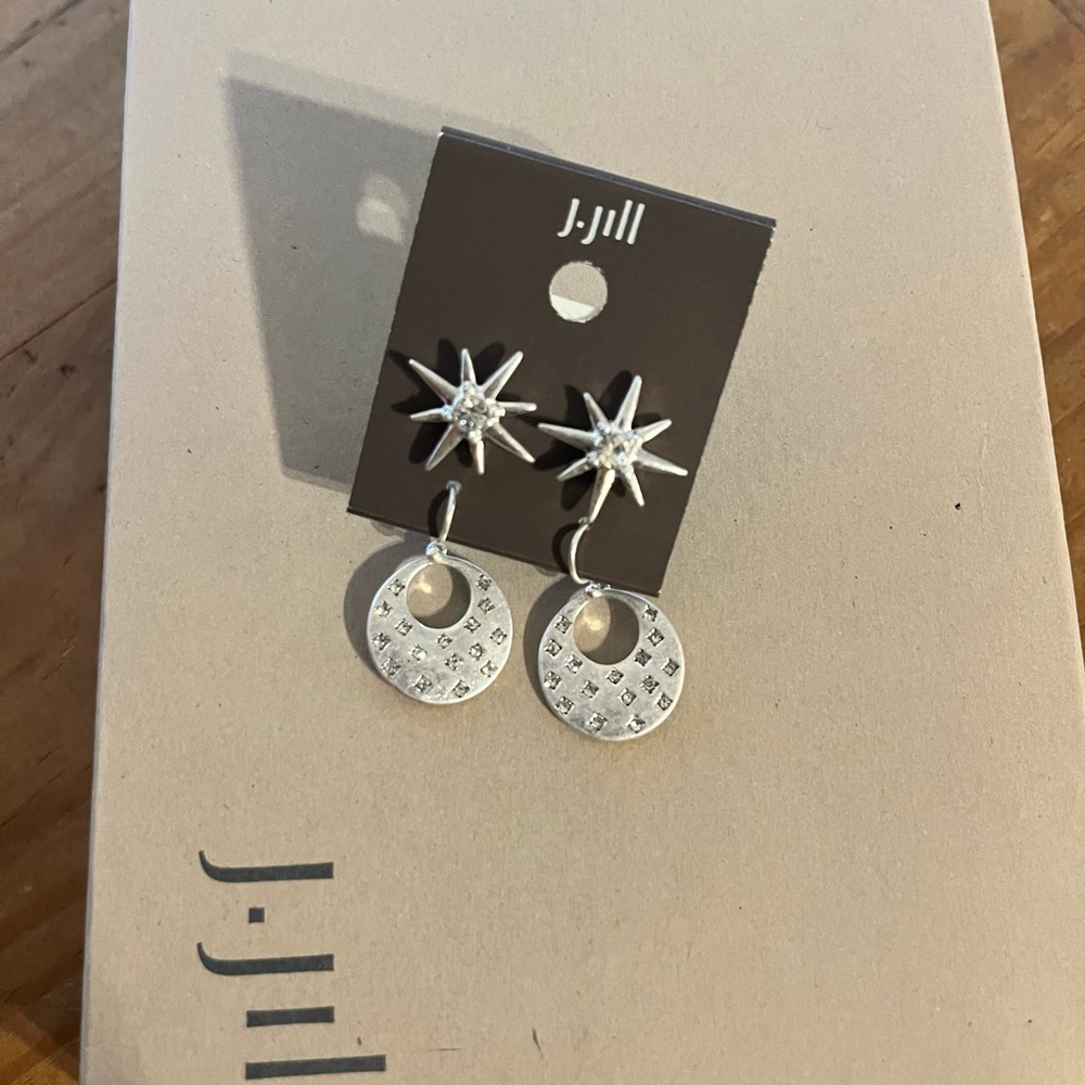 J. Jill Silver Starburst and Textured Disc Earrings